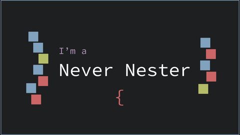 An animated code structure illustrating why deeply nested code is hard to read.