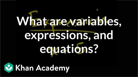 Khan Academy thumbnail asking about variables, expressions, and equations.