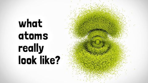 A particle-cloud visualization of what atoms look like.