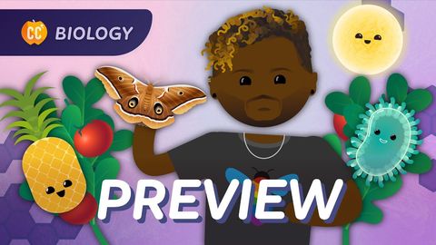 Crash Course Biology preview thumbnail with illustrated organisms.