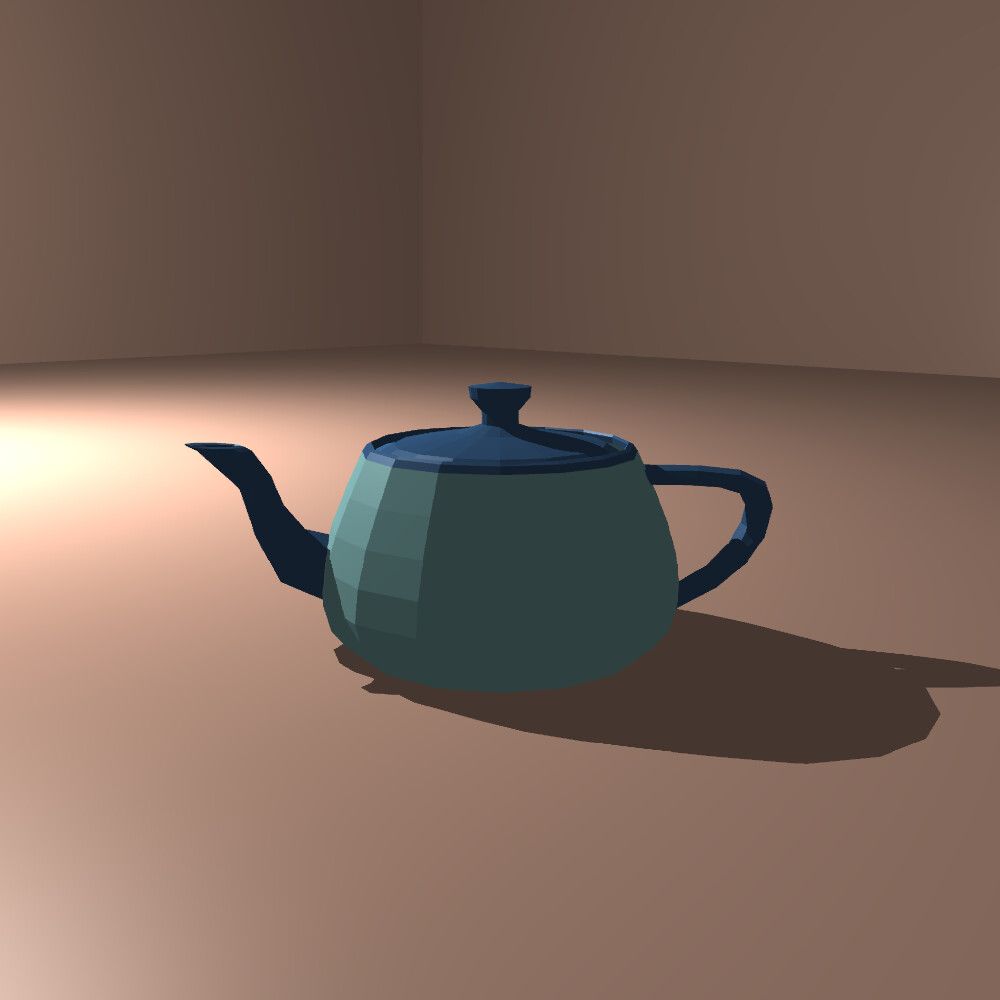 A recognizable Utah teapot rendered with five by five samples per Bézier patch.